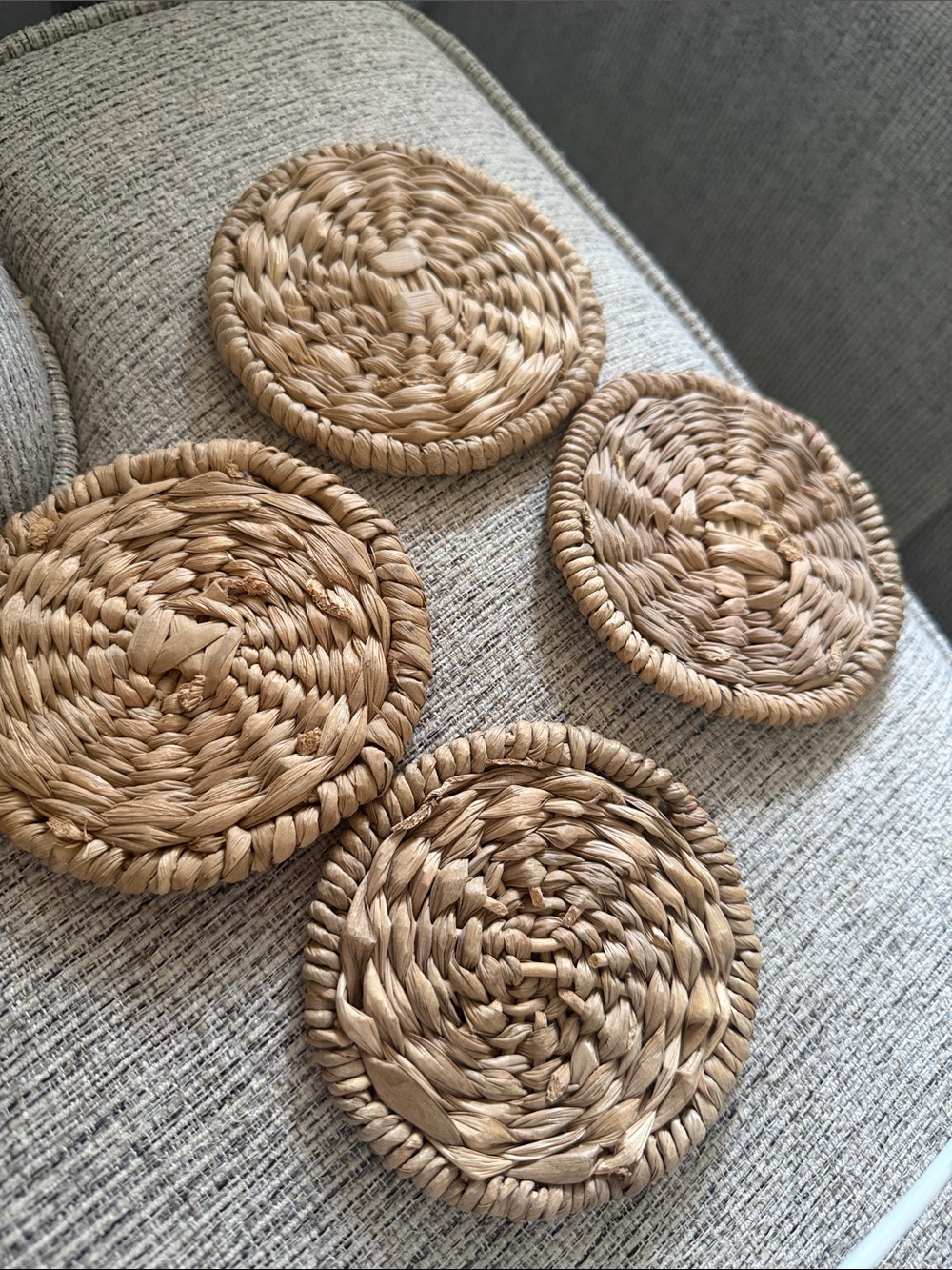 Hearth and hand Set of 4 Woven Straw Coasters - Natural Tan